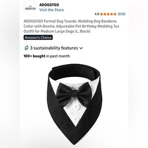 Formal Dog Tuxedo Bandana with Bowtie